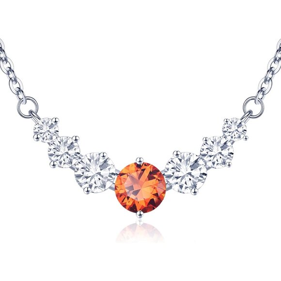 Women's Moissanite Pendant Sterling Silver Gold Plating Orange Necklace - Picture 1 of 6